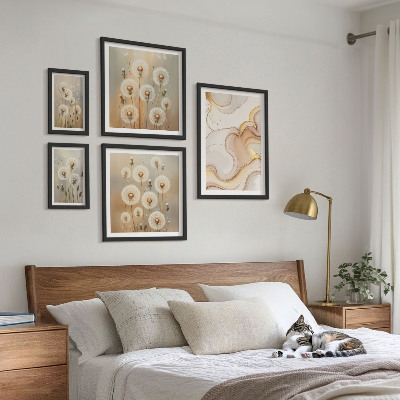 Billedsæt over sofa Blomstermotiver af delikat natur