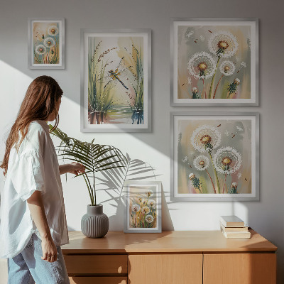 Billedsæt over sofa Blomsterguldsmede i naturstil