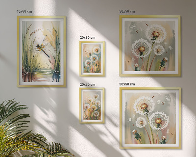 Billedsæt over sofa Blomsterguldsmede i naturstil
