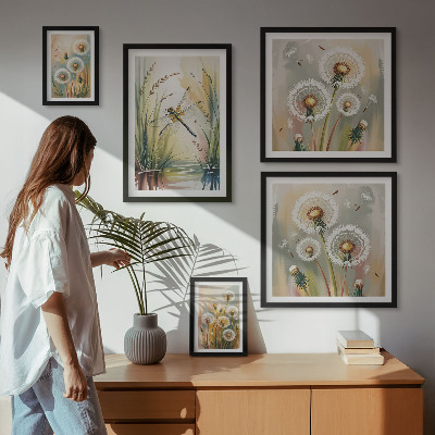 Billedsæt over sofa Blomsterguldsmede i naturstil