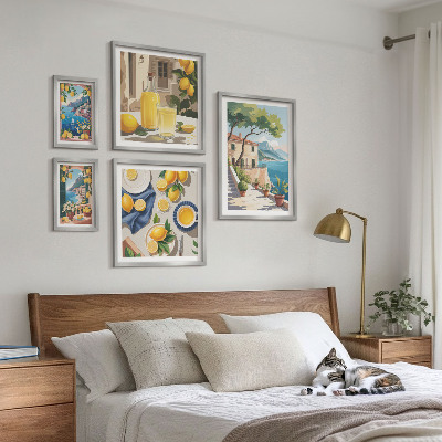 Billedsæt over sofa Citroner med en malerisk udsigt