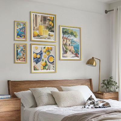 Billedsæt over sofa Citroner med en malerisk udsigt
