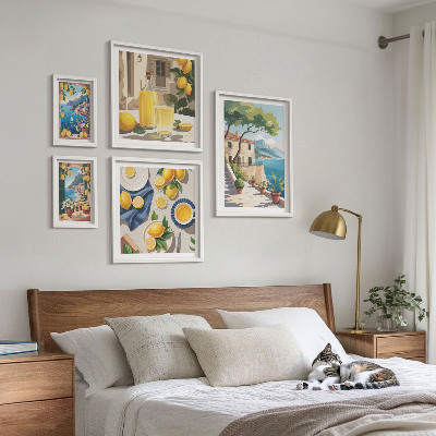 Billedsæt over sofa Citroner med en malerisk udsigt