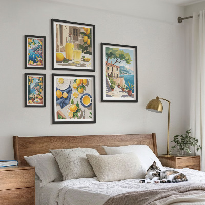 Billedsæt over sofa Citroner med en malerisk udsigt