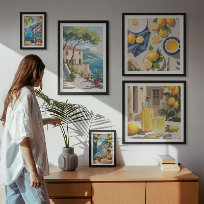 Billedsæt over sofa Citroner med en malerisk udsigt