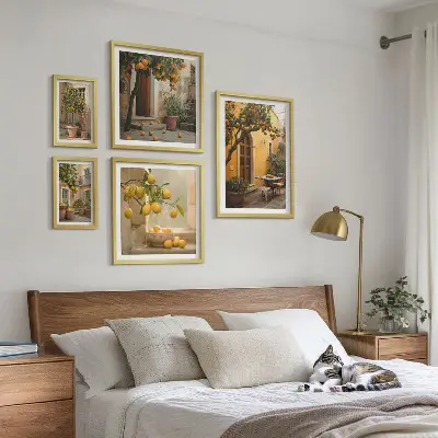 Billedsæt over sofa med citrusfrugter i haven