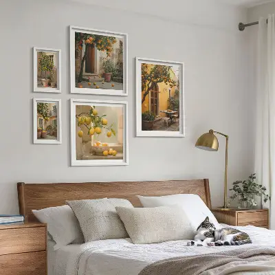 Billedsæt over sofa med citrusfrugter i haven