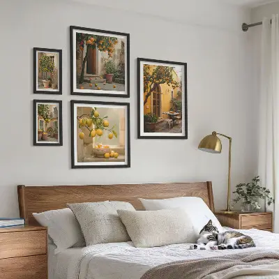 Billedsæt over sofa med citrusfrugter i haven