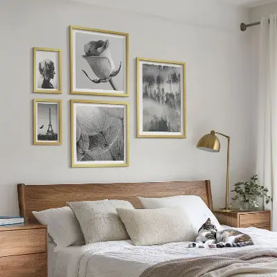 Billedsæt over sofa naturmotiv i sort og hvid