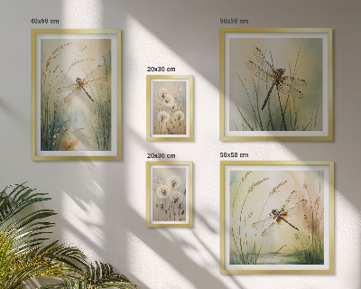 Billedkomposition til væg Boho naturmotiver med guldsmede