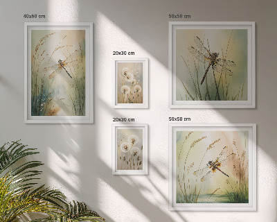 Billedkomposition til væg Boho naturmotiver med guldsmede