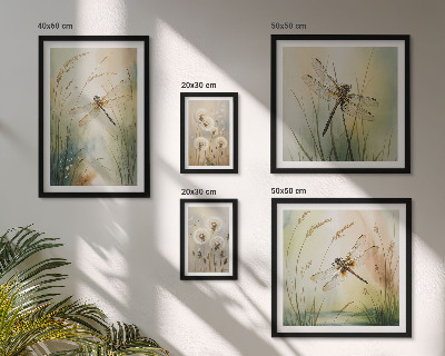 Billedkomposition til væg Boho naturmotiver med guldsmede