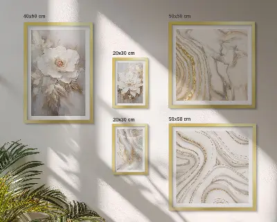Billedsæt til væg over sofa abstrakte blomstermotiver med et elegant udtryk