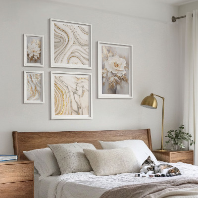 Billedsæt over sofa Abstrakte blomstermotiver, elegance