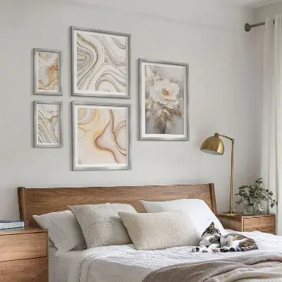 Billedsæt til vægdekoration over sofa abstrakt elegance med blomstermotiver