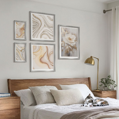 Billedsæt over sofa Blomstermotiver abstrakt elegance