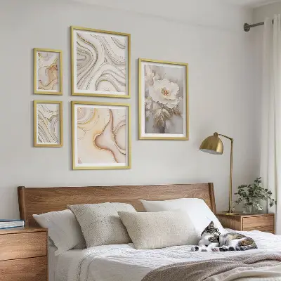 Billedsæt til vægdekoration over sofa abstrakt elegance med blomstermotiver