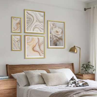 Billedsæt over sofa Blomstermotiver abstrakt elegance