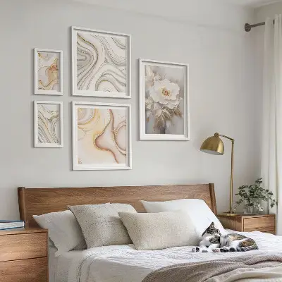 Billedsæt til vægdekoration over sofa abstrakt elegance med blomstermotiver