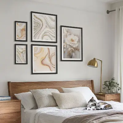 Billedsæt til vægdekoration over sofa abstrakt elegance med blomstermotiver