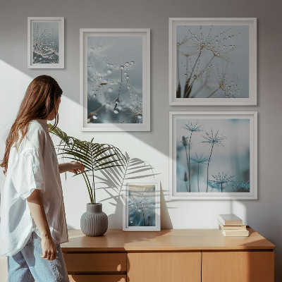 Billedsæt over sofa Plantemotiver, vanddråber
