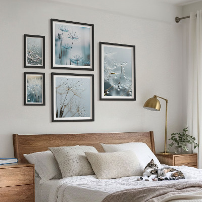 Billedsæt over sofa Plantemotiver, vanddråber