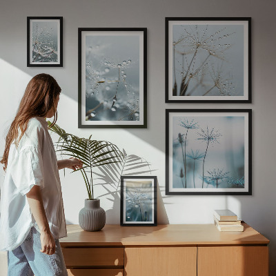 Billedsæt over sofa Plantemotiver, vanddråber
