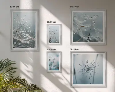 Vægdekoration med vanddråber på planter billedkomposition til væg