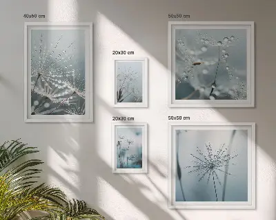 Vægdekoration med vanddråber på planter billedkomposition til væg