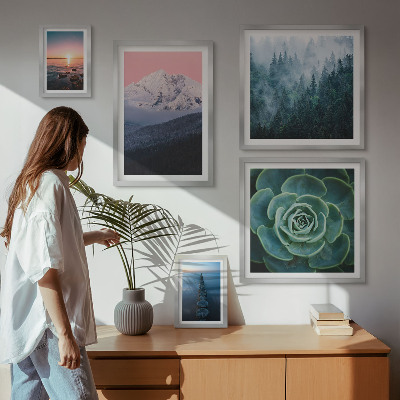 Billedkomposition til væg Landskaber bjerge hav boho