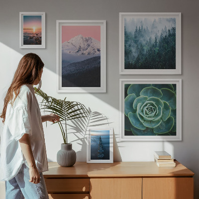 Billedkomposition til væg Landskaber bjerge hav boho