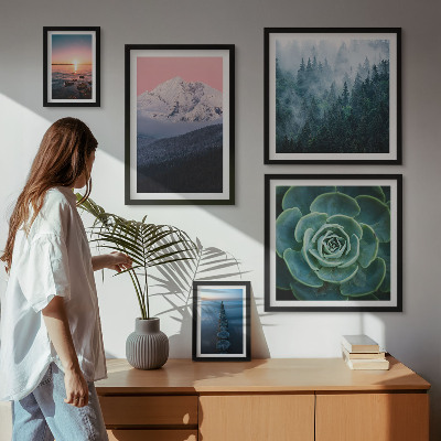 Billedkomposition til væg Landskaber bjerge hav boho