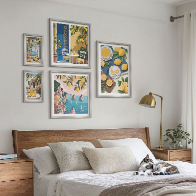Billedsæt over sofa Citronfriskhed boho sommer