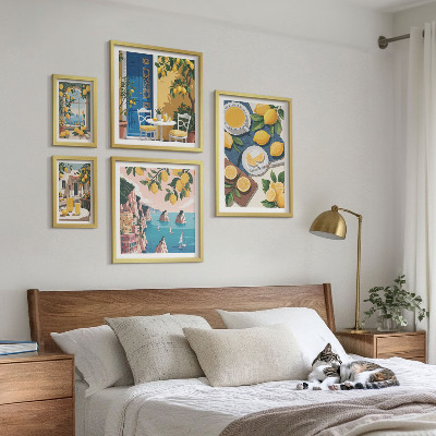 Billedsæt over sofa Citronfriskhed boho sommer