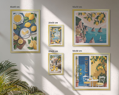 Billedsæt over sofa Citronfriskhed boho sommer