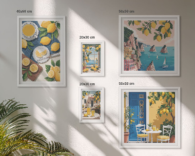 Billedsæt over sofa Citronfriskhed boho sommer