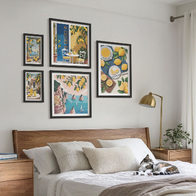 Billedsæt over sofa Citronfriskhed boho sommer