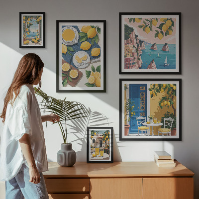 Billedsæt over sofa Citronfriskhed boho sommer