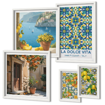 Billedkomposition til væg Italienske Amalfi-citrusblomster