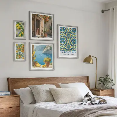 Italienske Amalfi-citrusblomster billedkomposition til væg