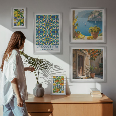 Billedkomposition til væg Italienske Amalfi-citrusblomster