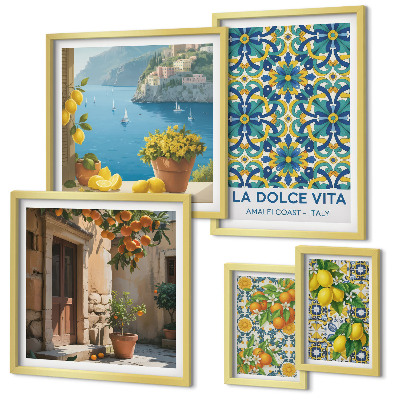 Billedkomposition til væg Italienske Amalfi-citrusblomster