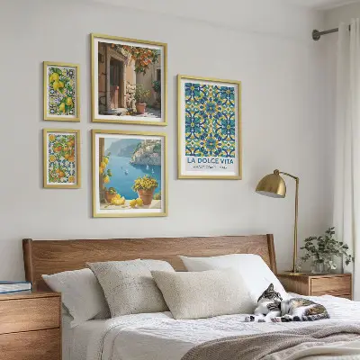 Italienske Amalfi-citrusblomster billedkomposition til væg