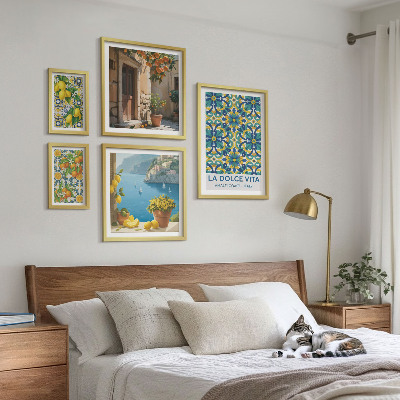 Billedkomposition til væg Italienske Amalfi-citrusblomster