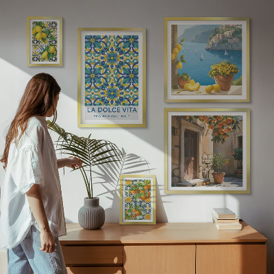 Billedkomposition til væg Italienske Amalfi-citrusblomster