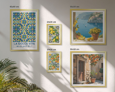 Billedkomposition til væg Italienske Amalfi-citrusblomster