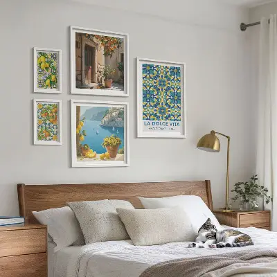 Italienske Amalfi-citrusblomster billedkomposition til væg