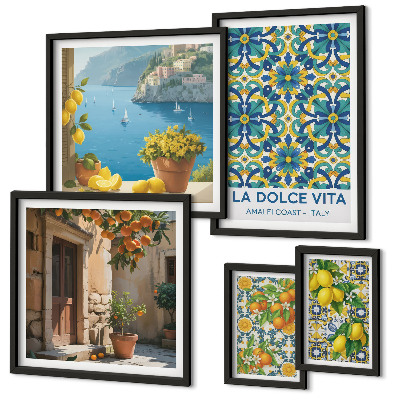 Billedkomposition til væg Italienske Amalfi-citrusblomster
