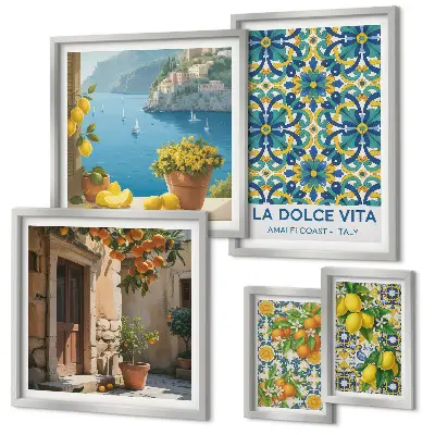 Italienske Amalfi-citrusblomster billedkomposition til væg