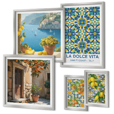 Billedkomposition til væg Italienske Amalfi-citrusblomster